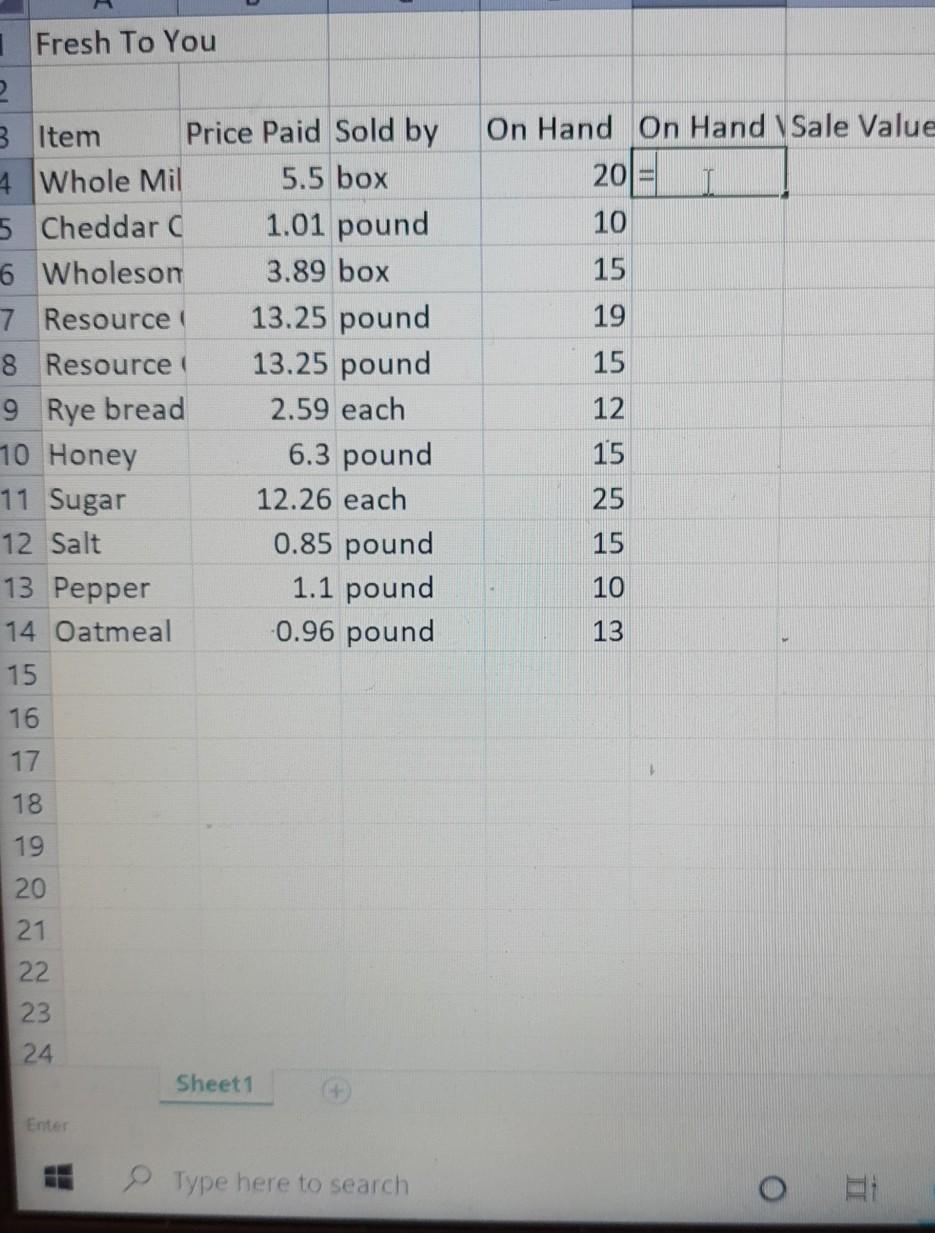 apply the challange on this excel sheet as a excel | Chegg.com