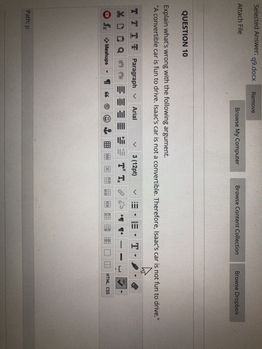 Solved Selected Answer: q9.docx Remove Attach File Browse My | Chegg.com