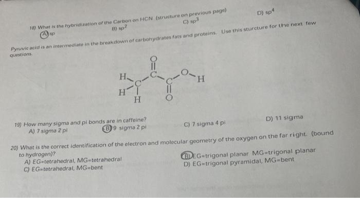 Solved 10) What is the hybridization or the Carbon on HON | Chegg.com