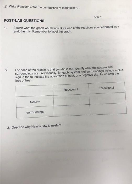 CHEM 1211L Lab Manuel - Page 118 مام Hess's Law | Chegg.com