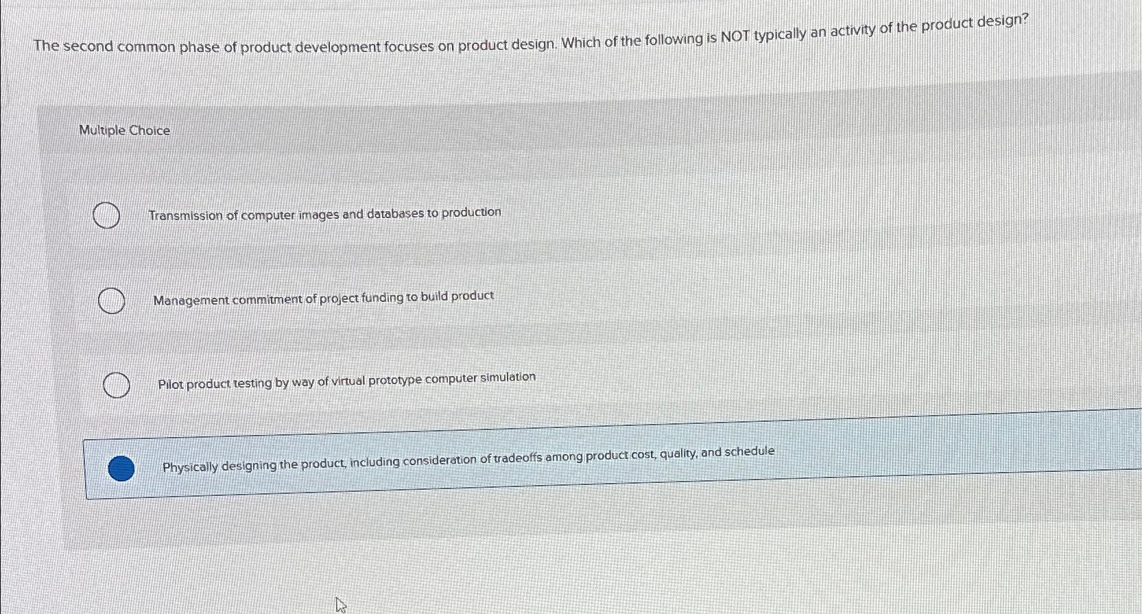 Solved The second common phase of product development | Chegg.com