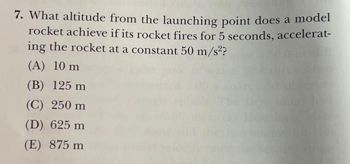 Solved What altitude from the launching point does a model | Chegg.com