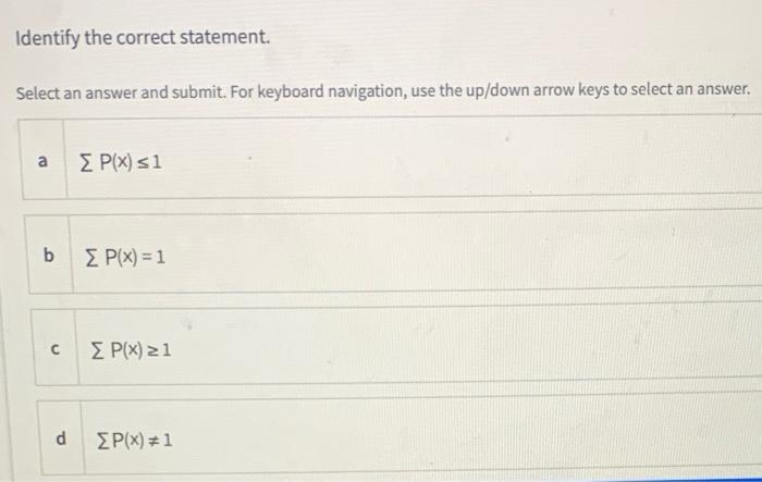 Solved Identify the correct statement. Select an answer and | Chegg.com