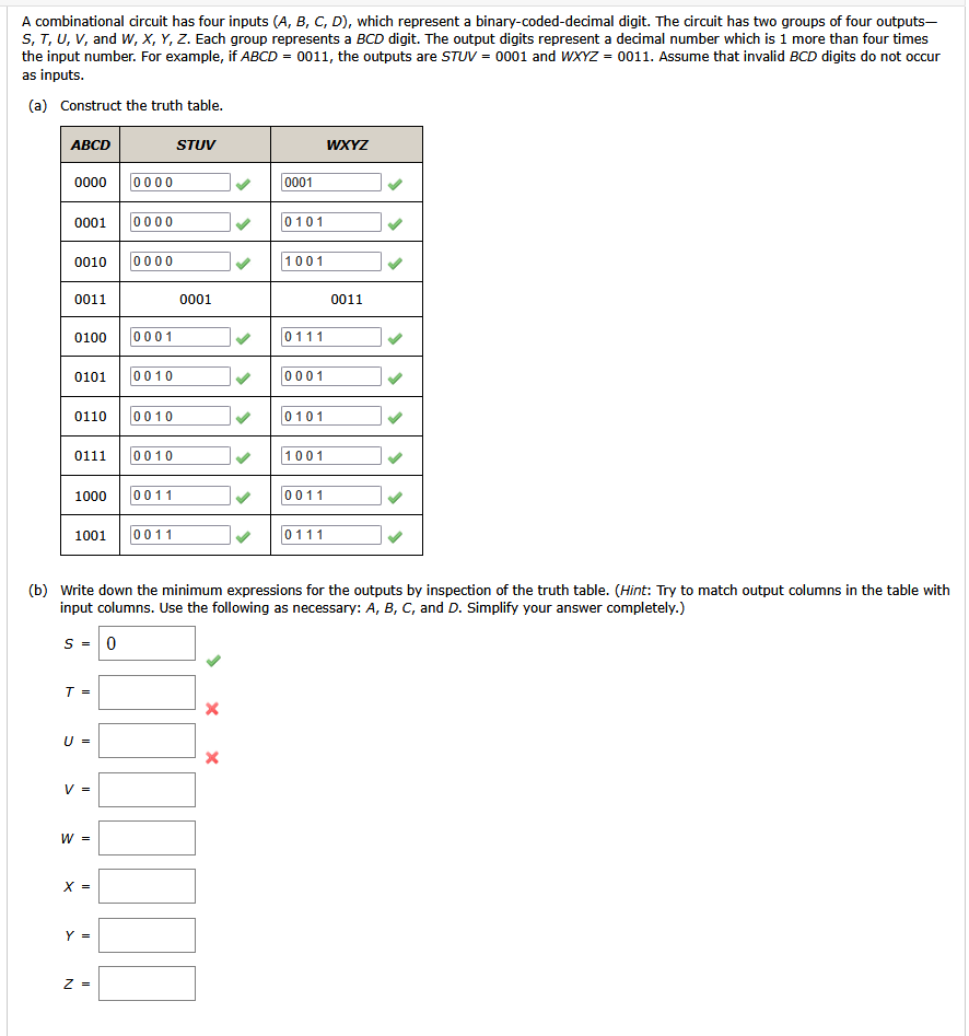 Solved A combinational circuit has four inputs (A,B,C,D), | Chegg.com