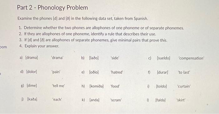Examine the phones [d] and [ठ] in the following data | Chegg.com