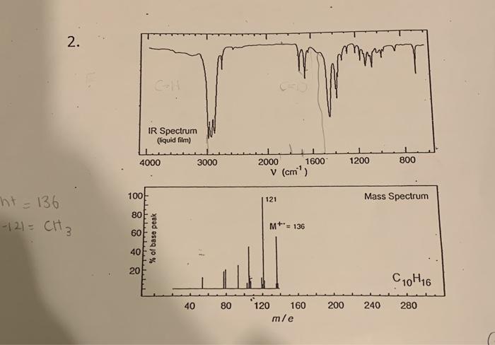 Solved 2. IR Spectrum (liquid film) 4000 3000 1200 800 2000