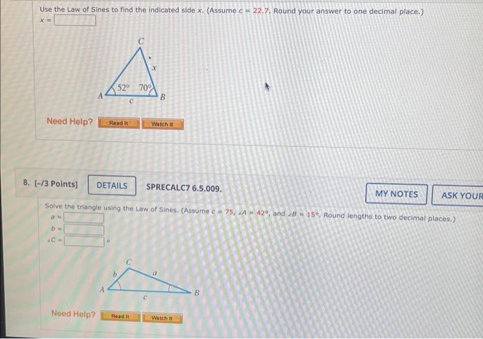 Solved Use the Law of Sines to find the indicated side x. | Chegg.com