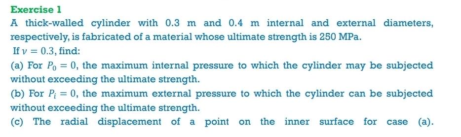 Solved Exercise 1A Thick-walled Cylinder With 0.3m ﻿and 0.4m | Chegg.com