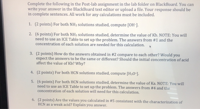 Solved Complete the following in the Post-lab assignment in | Chegg.com