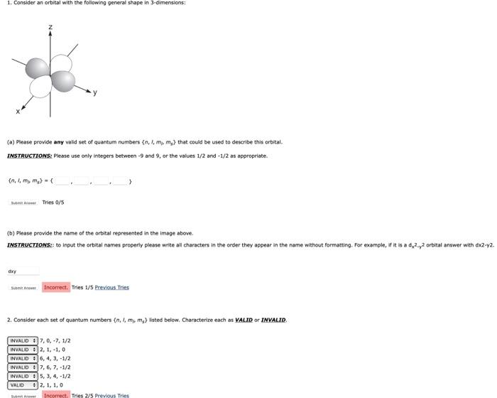 Solved 1. Consider An Orbital With The Following General | Chegg.com