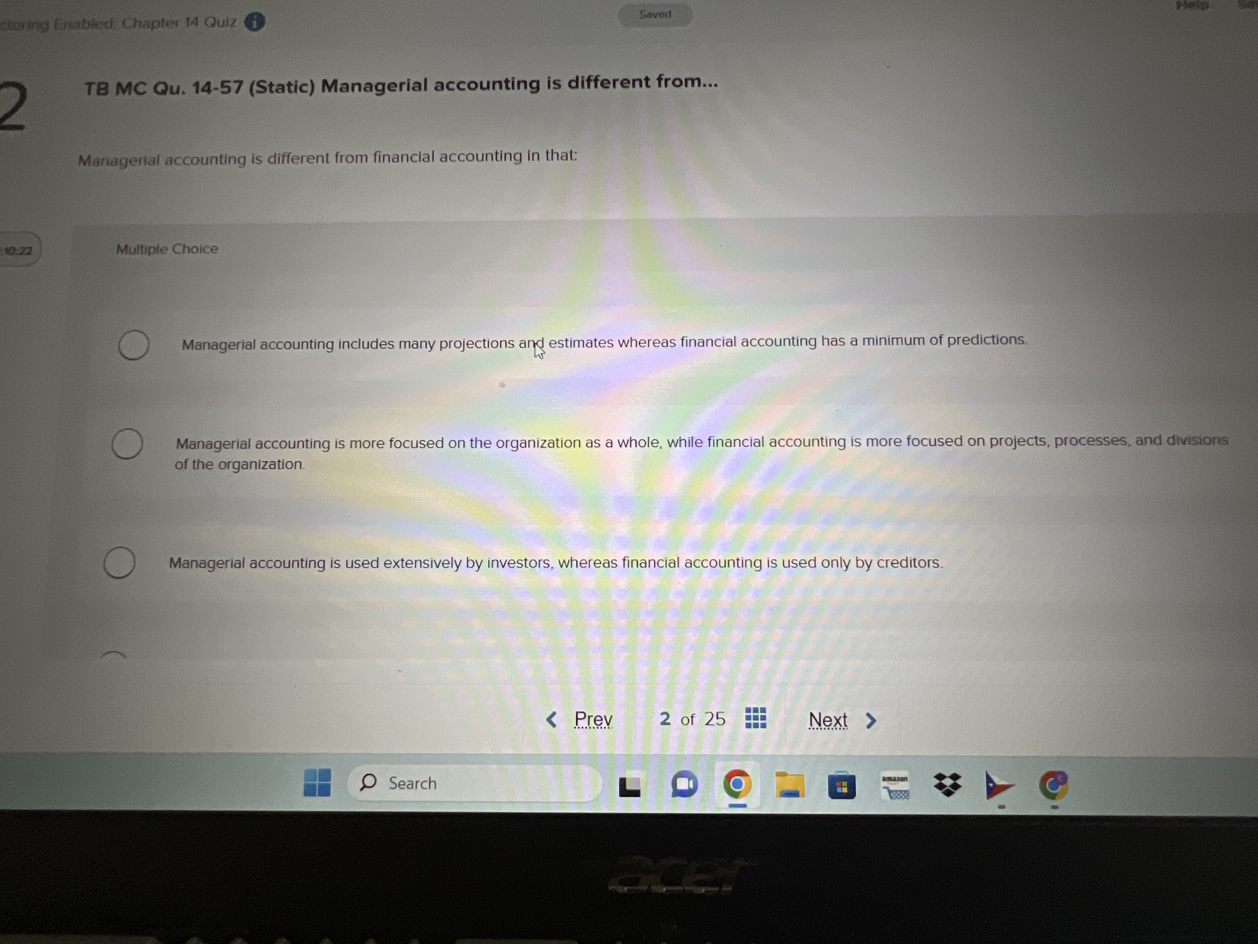 Solved TB MC Qu. 14-57 (Static) ﻿Managerial accounting is | Chegg.com
