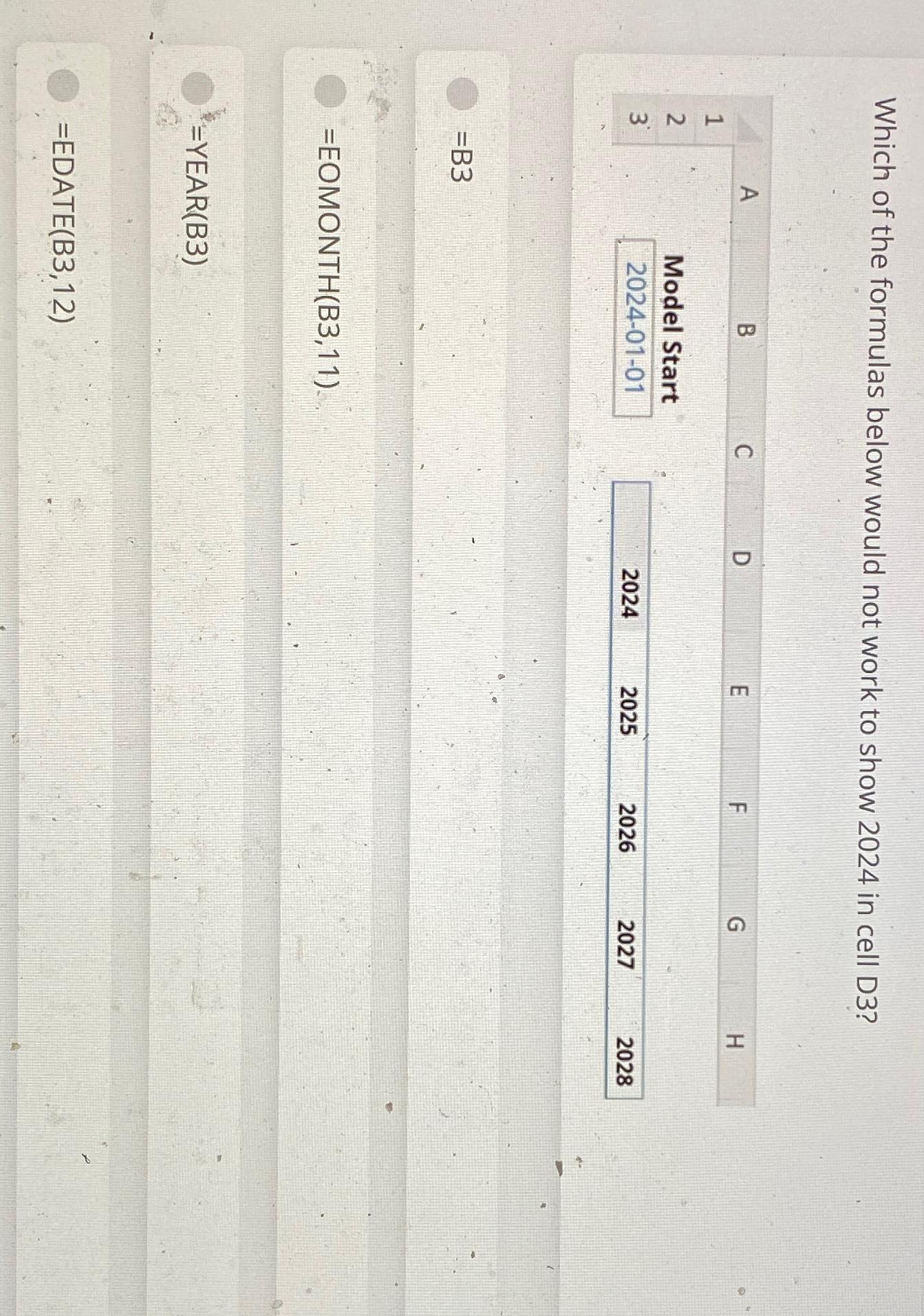 Solved Which of the formulas below would not work to show | Chegg.com