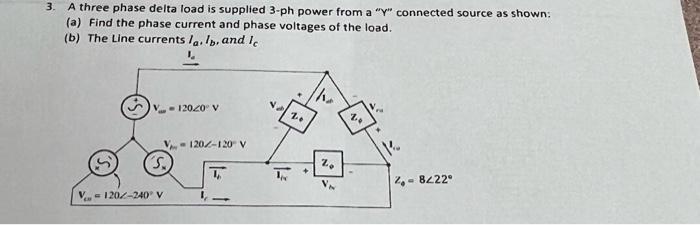 Solved 3. A three phase delta load is supplied 3-ph power | Chegg.com