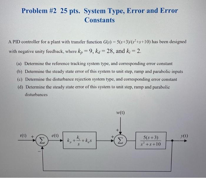 Solved Problem #2 25 pts. System Type, Error and Error | Chegg.com