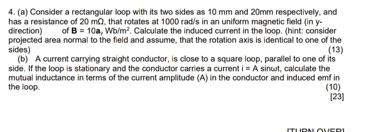 Solved (a) ﻿Consider a rectangular loop with its two sides | Chegg.com