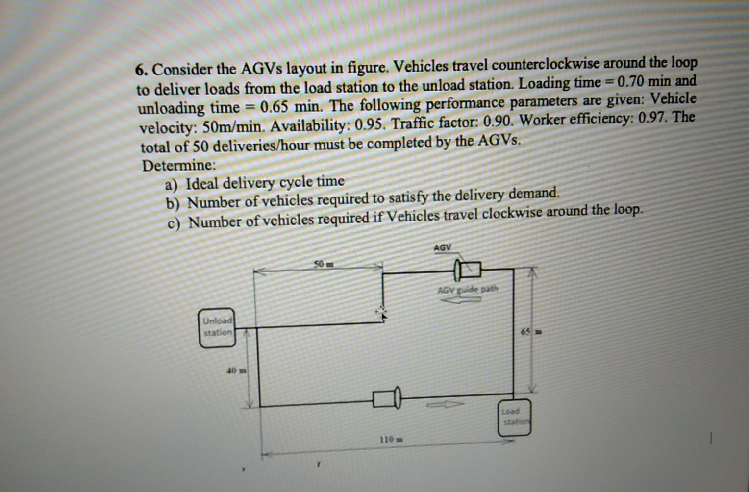 Solved 6. Consider the AGVs layout in figure. Vehicles | Chegg.com