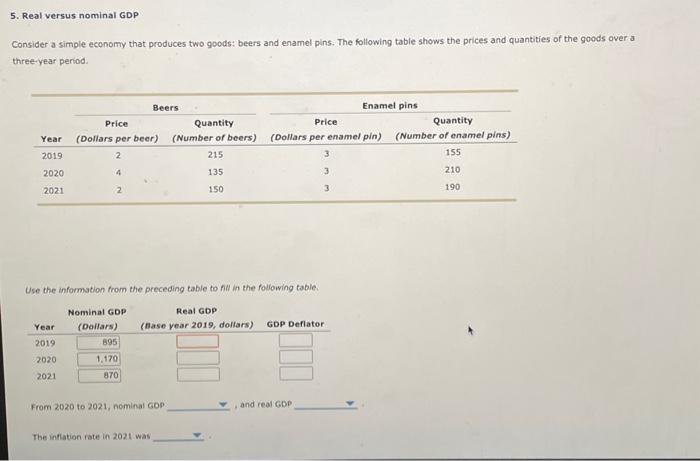 Solved Real Versus Nominal GDP Consider A Simple Economy | Chegg.com