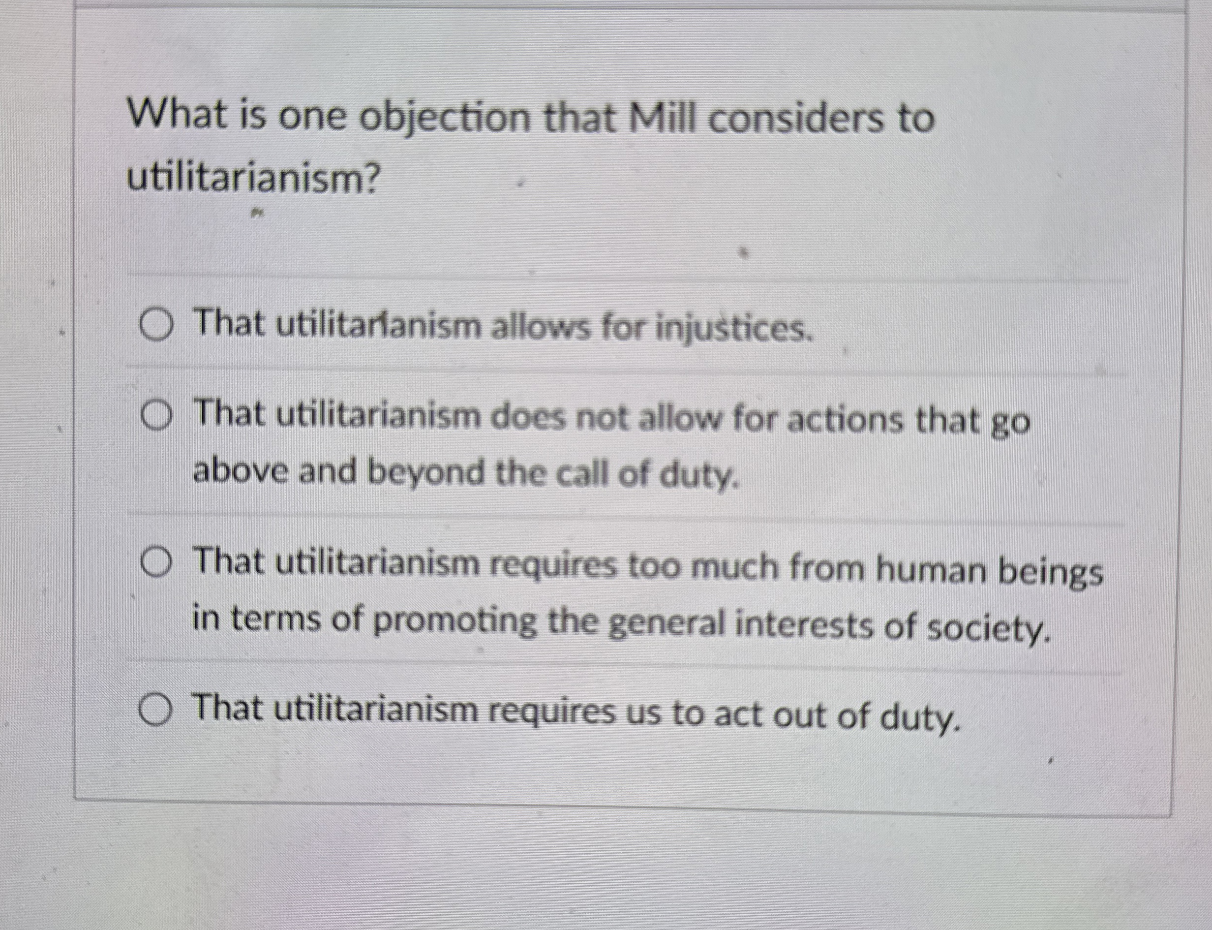 Solved What is one objection that Mill considers to | Chegg.com