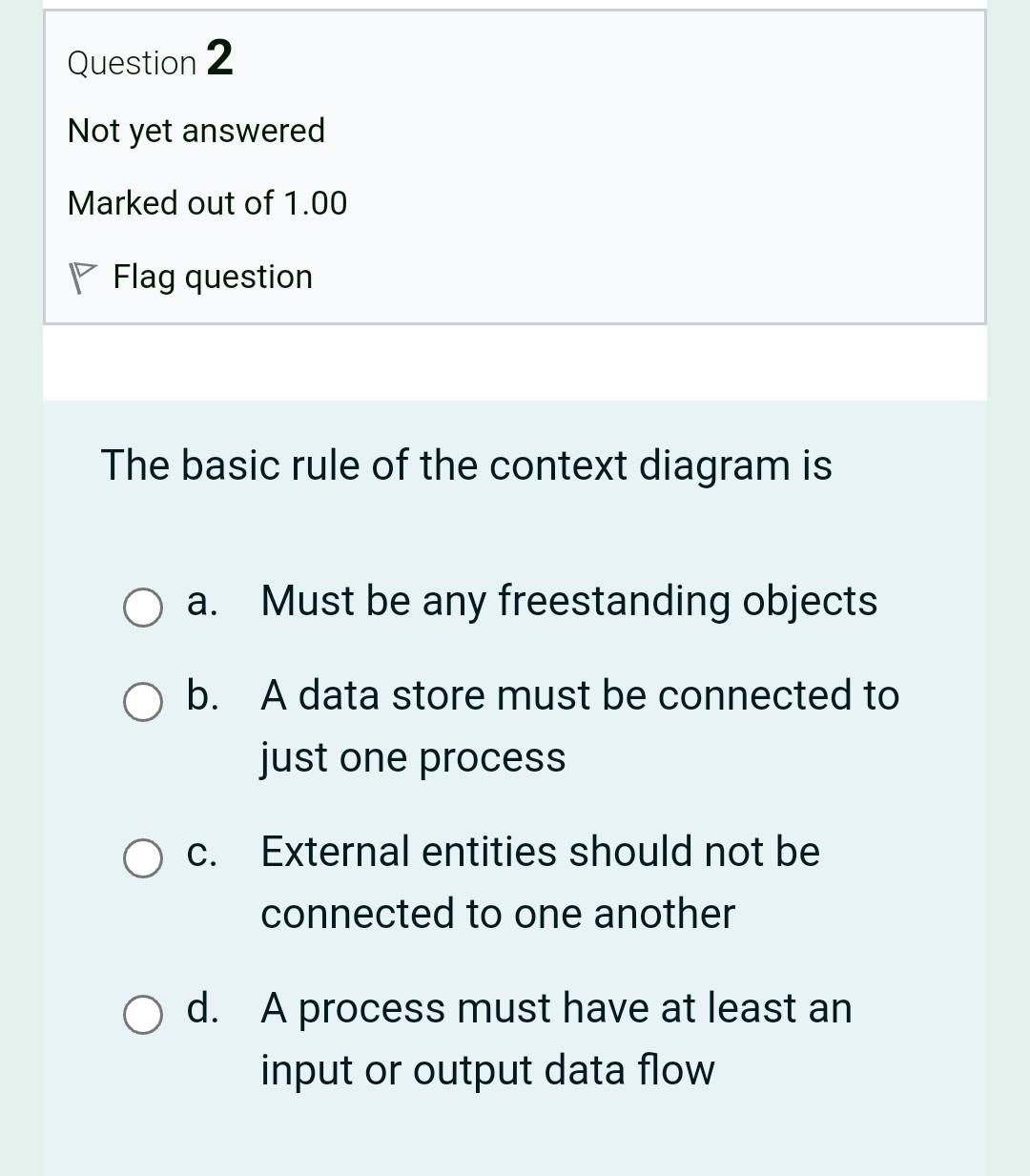 Solved Question 2 Not yet answered Marked out of 1.00 P Flag | Chegg.com