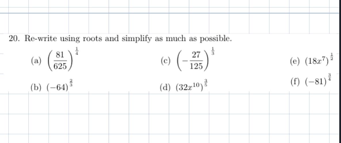 Solved Re-write using roots and simplify as much as | Chegg.com