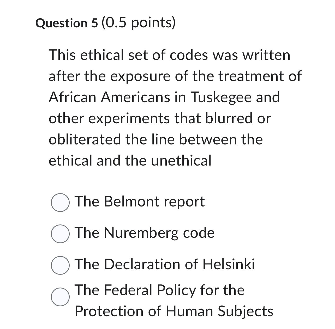 Solved Question 5 (0.5 ﻿points)This ethical set of codes was | Chegg.com