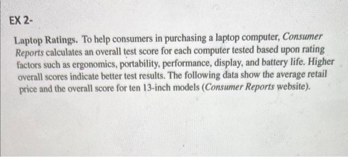Solved Laptop Ratings. To help consumers in purchasing a | Chegg.com