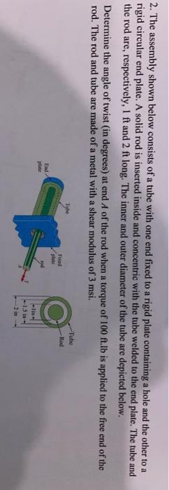 Solved 2. The assembly shown below consists of a tube with | Chegg.com