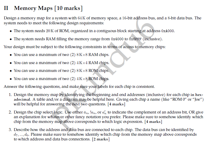 Solved Design a memory map for a system with 64K ﻿of memory | Chegg.com