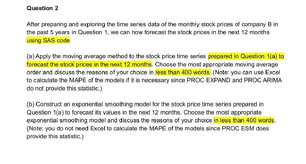 Solved After Preparing And Exploring The Time Series Data Of | Chegg.com