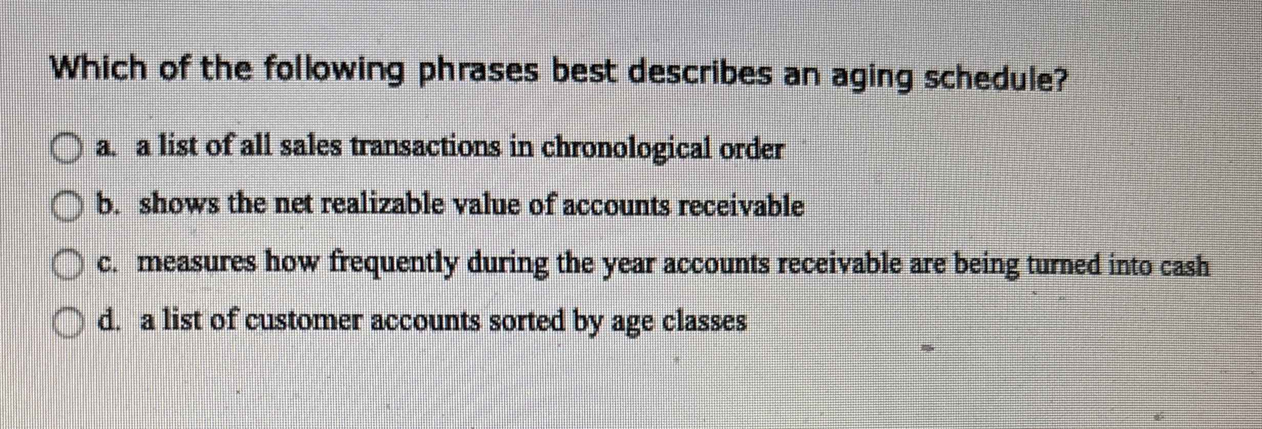 Solved Which of the following phrases best describes an | Chegg.com