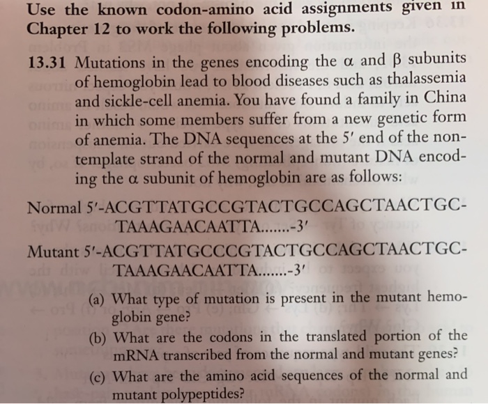 Solved Use the known codon-amino acid assignments given in | Chegg.com