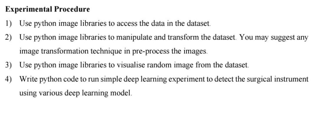 Solved Experimental Procedure 1) Use python image libraries | Chegg.com