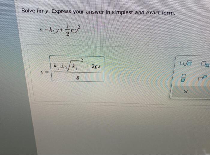 Solved Solve for y. Express your answer in simplest and | Chegg.com