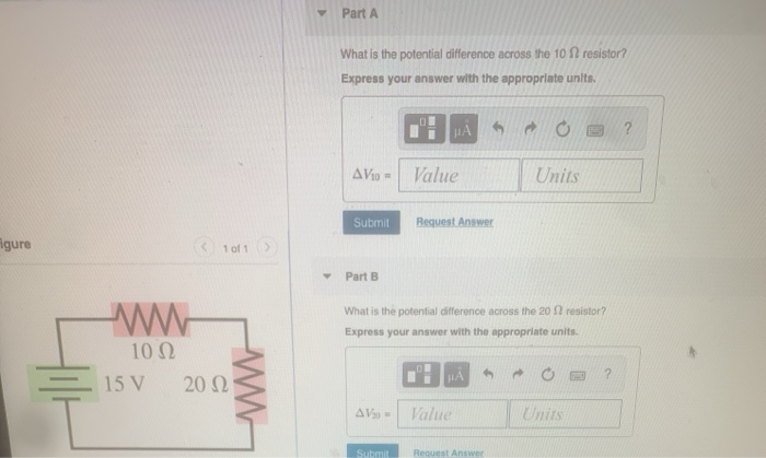 Solved Part A What is the potential difference across the 10 | Chegg.com