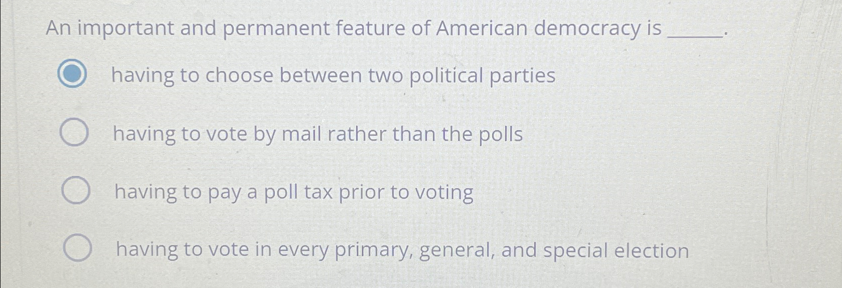 Solved An important and permanent feature of American | Chegg.com