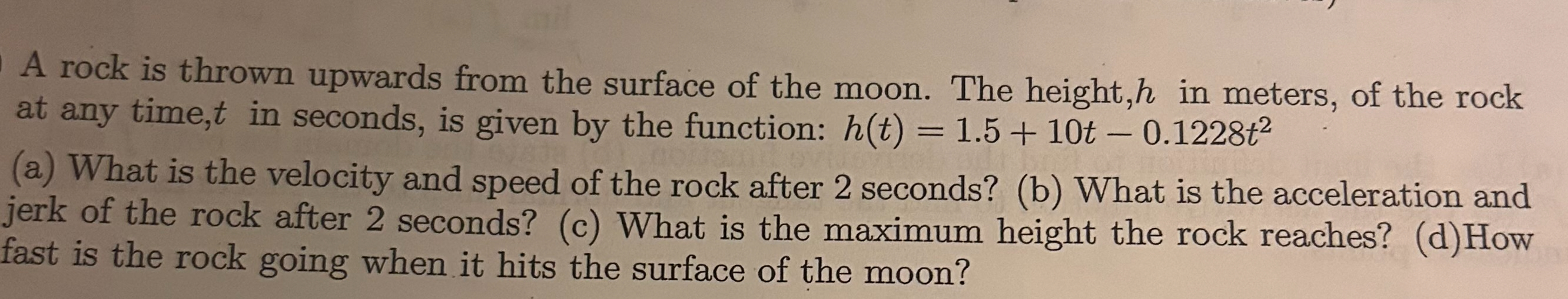 Solved A rock is ﻿thrown upwards from the surface of ﻿the | Chegg.com
