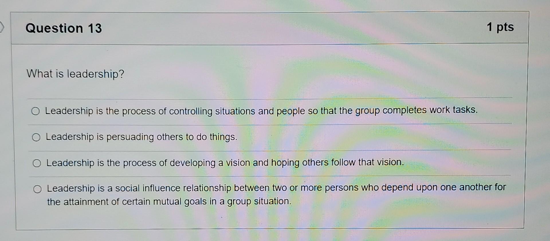 Solved What Is Leadership? Leadership Is The Process Of | Chegg.com