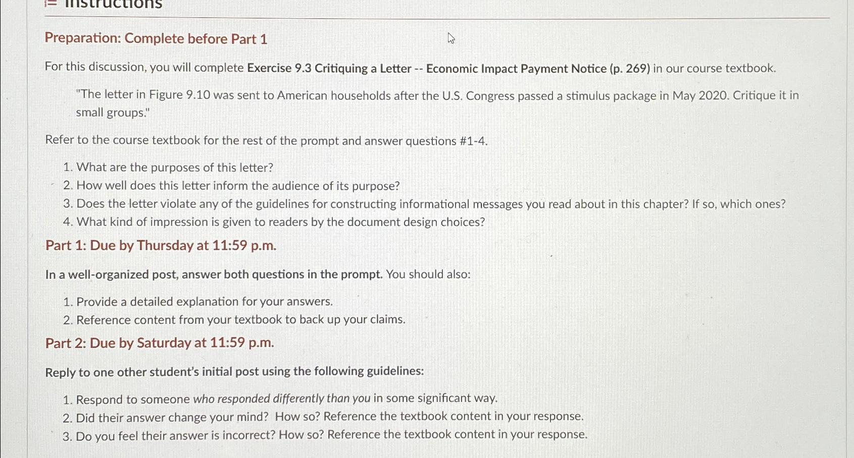 Solved Preparation: Complete before Part 1For this | Chegg.com