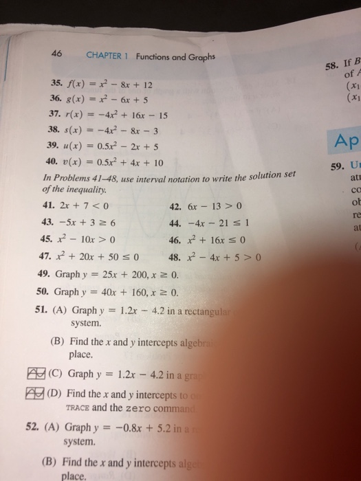 Solved 46 CHAPTER 1 Functions and Graphs 58. If B of A AP | Chegg.com