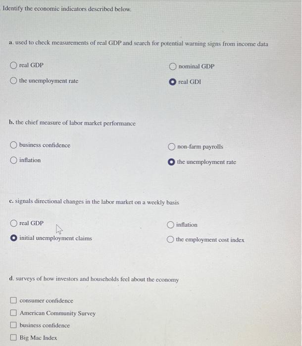 Solved Identify The Economic Indicators Described Below. A. | Chegg.com