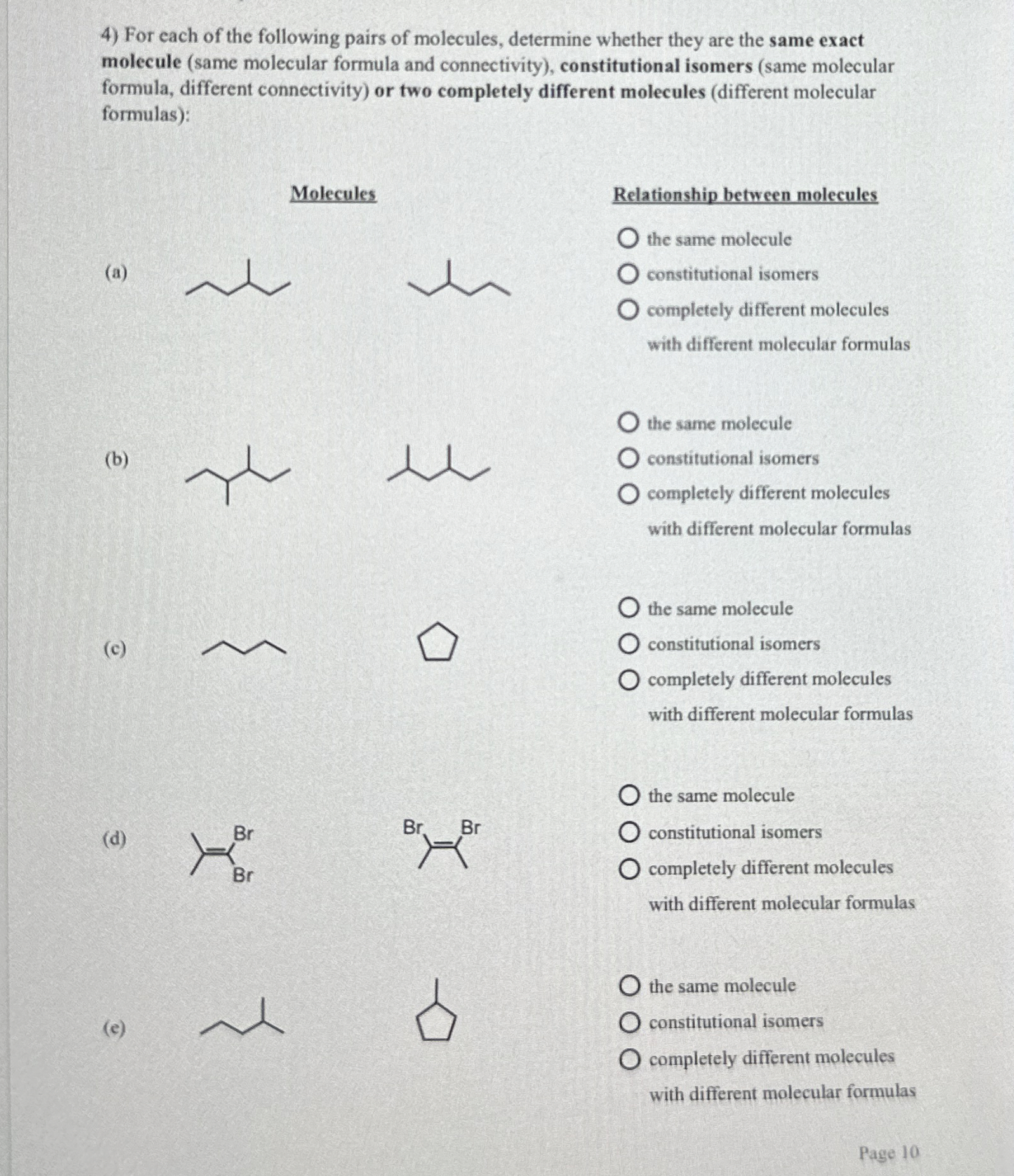 Solved For each of the following pairs of molecules, | Chegg.com