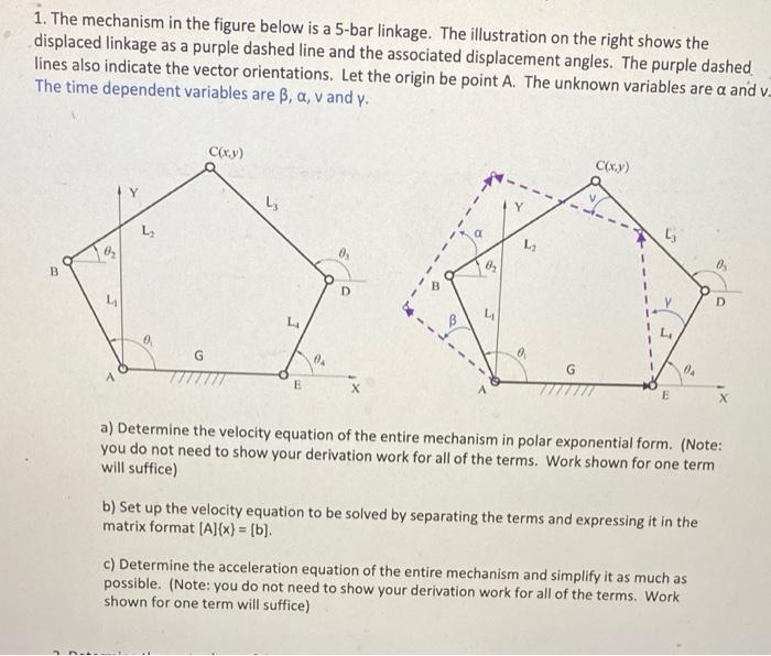 1. The mechanism in the figure below is a 5 -bar | Chegg.com