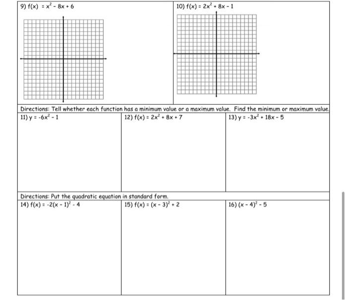 Solved Directions: Graph. Label the y-intercept, vertex and | Chegg.com