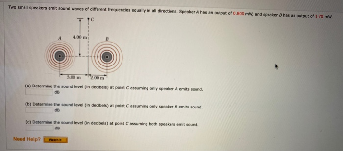 Solved Two Small Speakers Emit Sound Waves Of Different