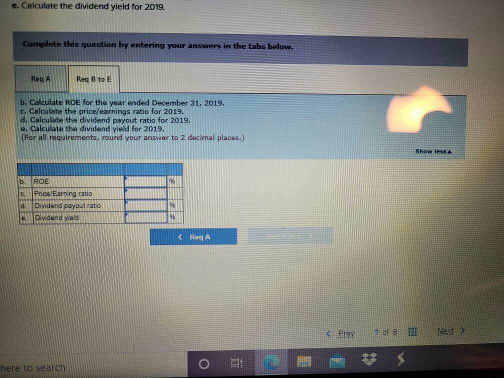 E Calculate The Dividend Yield For 19 Complete Chegg Com