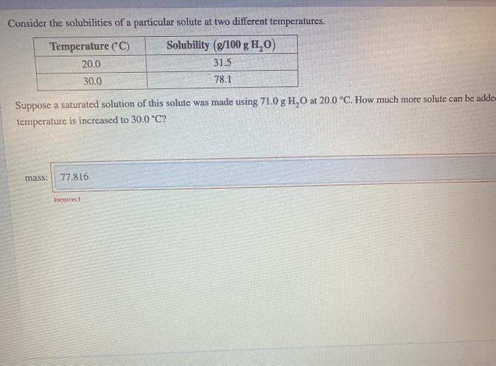 Solved Consider the solubilities of a particular solute at | Chegg.com