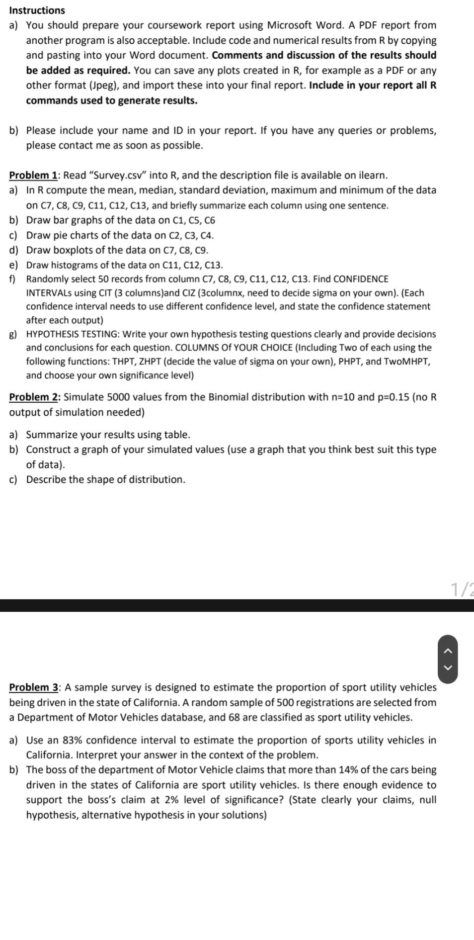 Solved Instructions A) You Should Prepare Your Coursework | Chegg.com