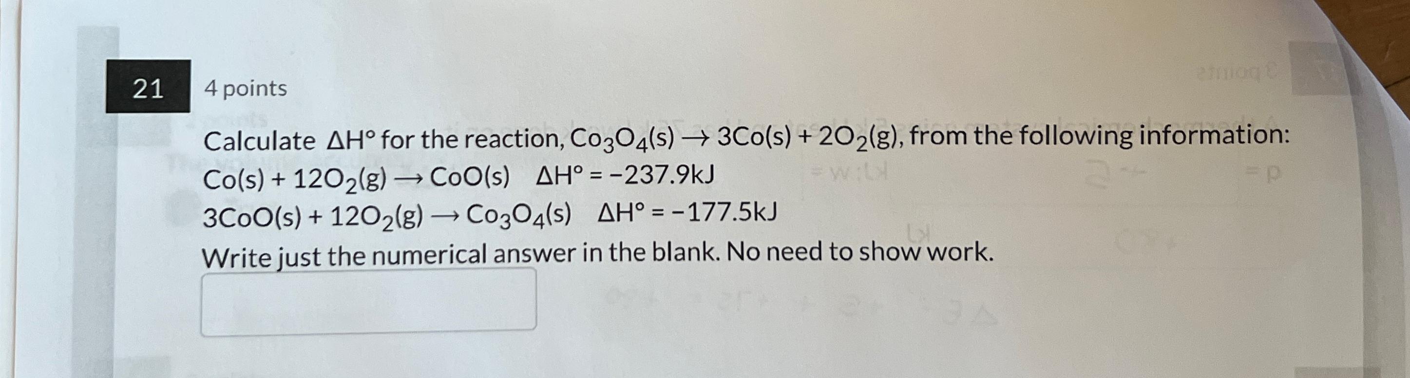 Solved Calculate ΔH° ﻿for the reaction, | Chegg.com