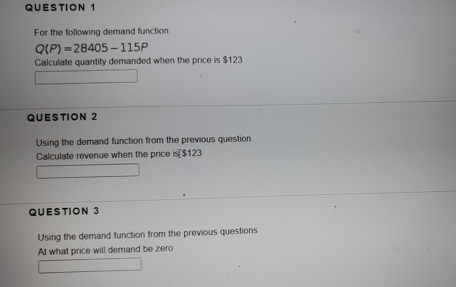 Solved QUESTION 1 For the following demand function: Q(P) = | Chegg.com
