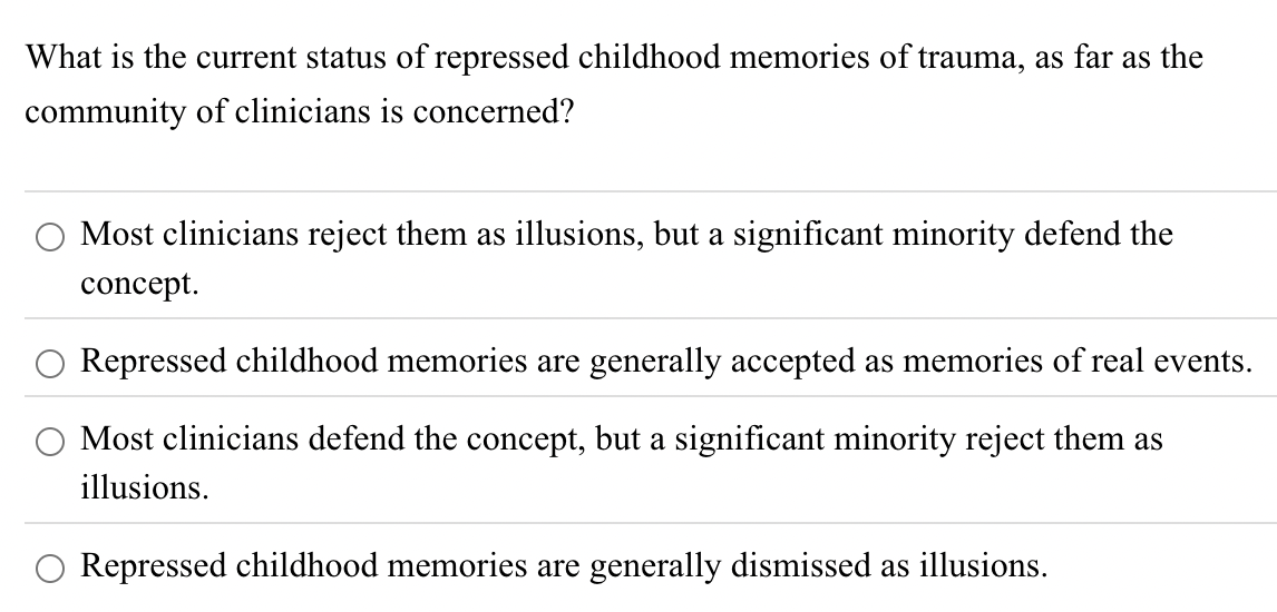 Solved What is the current status of repressed childhood | Chegg.com
